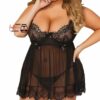 PLUS Size Halter Neck Floral Lace Babydoll