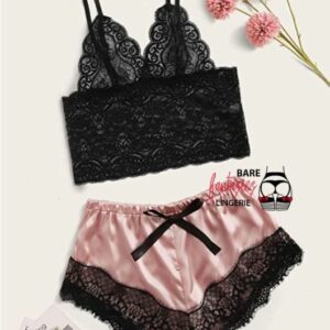 Two-Piece Silk Satin Pajama Set